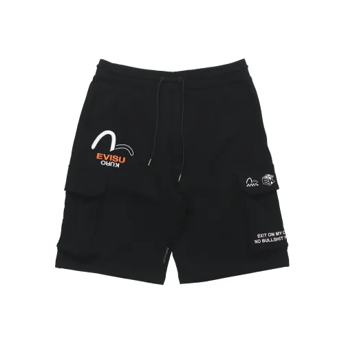 EVISU Черные Мужские Карго Шорты