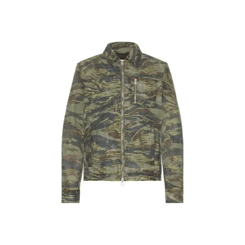 ALLSAINTS Кожа Куртка Мужская Зеленая