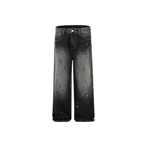 A3G4 Черно-серый Унисекс Джинсы