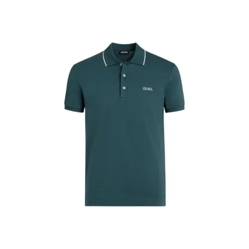Ermenegildo Zegna Зеленая Мужская Рубашка с Коротким Рукавом