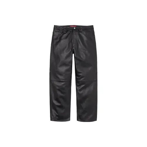 Supreme FW24 Черные унисекс кожаные брюки