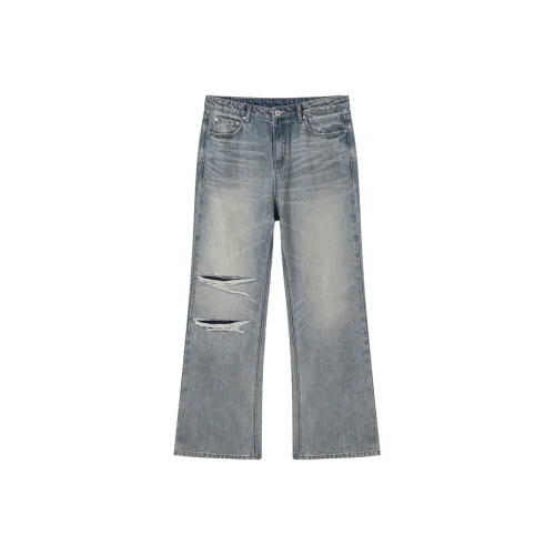 KREATE DENIM серия с процессом стирки Промытый синий Унисекс Джинсы