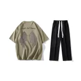 Комплект (Хаки Зеленая Футболка + Черные Джинсы)