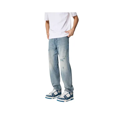 KM Светло-синие унисекс джинсы