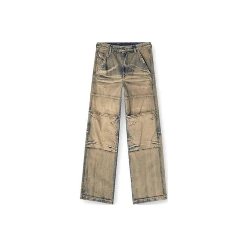 DIESEL Бежево-желтые унисекс джинсы