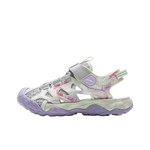 LINING YOUNG На открытом воздухе Anti KICK Амортизация Низкий Топ Детские Сандалии Серый Фиолетовый Подростки