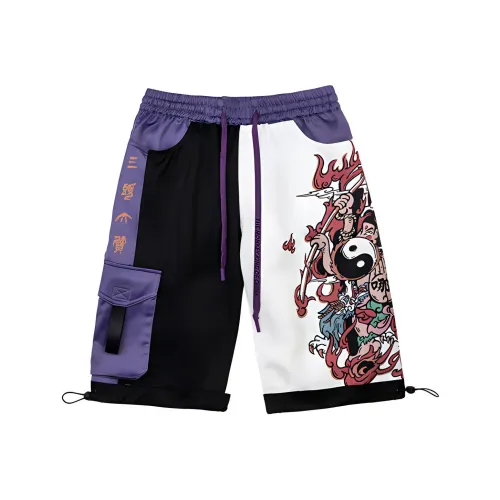 WOOKONG Loose Fit Shorts Men's Black White