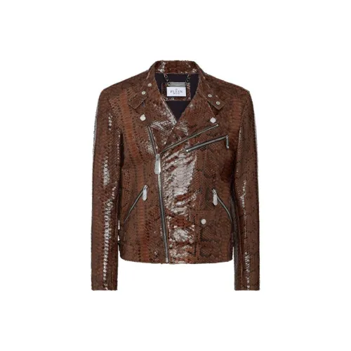 PHILIPP PLEIN Python Кожа Куртка Мужская Коричневая