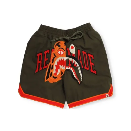 A BATHING APE Shark Series Тигр Акула Баскетбольные шорты Повседневные шорты Мужские Оливково-зеленый