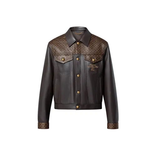 LOUIS VUITTON SS25 Кожа Куртка Мужская Кофейного цвета