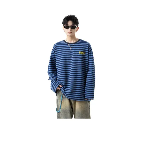 ZUOFEILI T-рубашка унисекс синий черный полосы