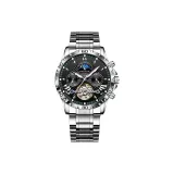 Серебряный корпус с черным циферблатом [Синий граффити, многоцветная коробка + сумка для покупок]