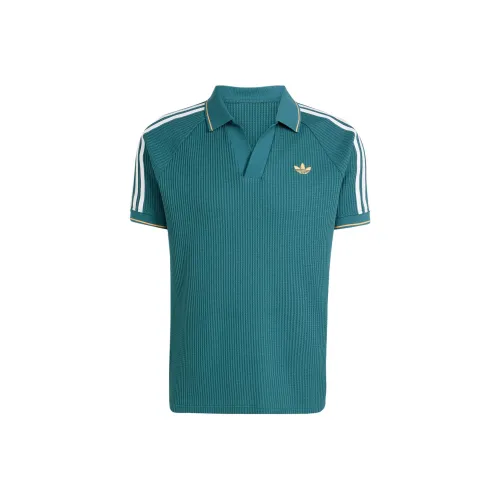 Adidas Originals Вафельная вязка Поло Мужской Detective Зеленый Светло-оранжевый Желтый Белый