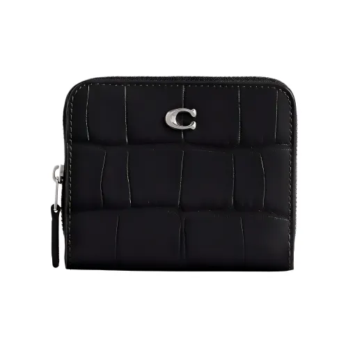 COACH Billfold Wallet Кожа Монета Кошелек Кошелек Стандартный Women's Silver Черный