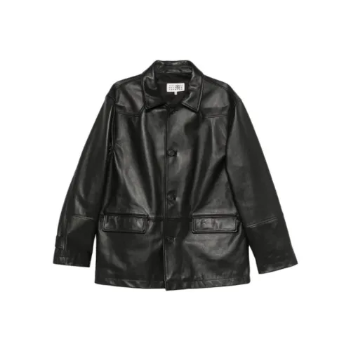 MM6 Maison Margiela совместный бренд Кожа Куртка Мужская Черная