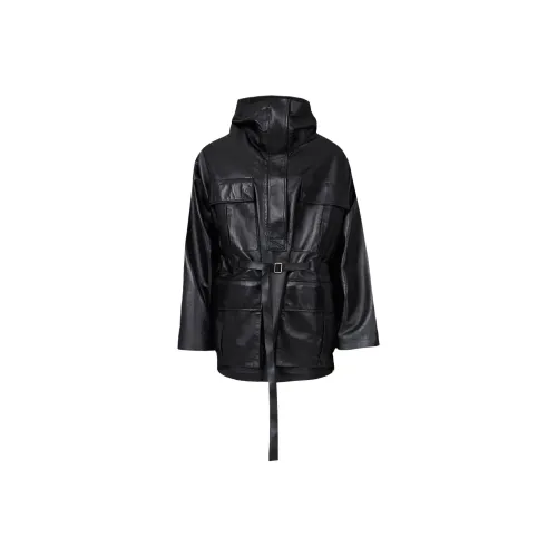 FERRAGAMO Кожа Куртка Мужская Черная