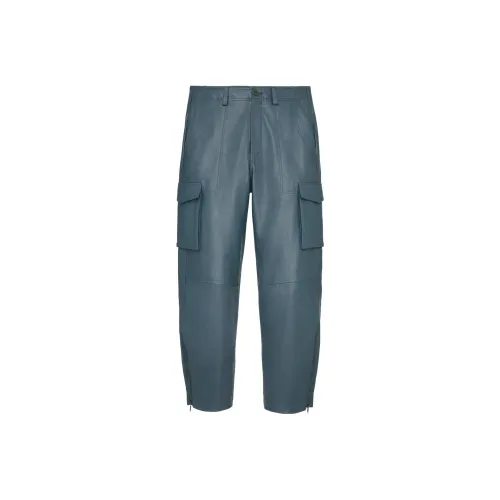 ZARA SRPLS Series Мужские кожаные штаны утиного синего цвета
