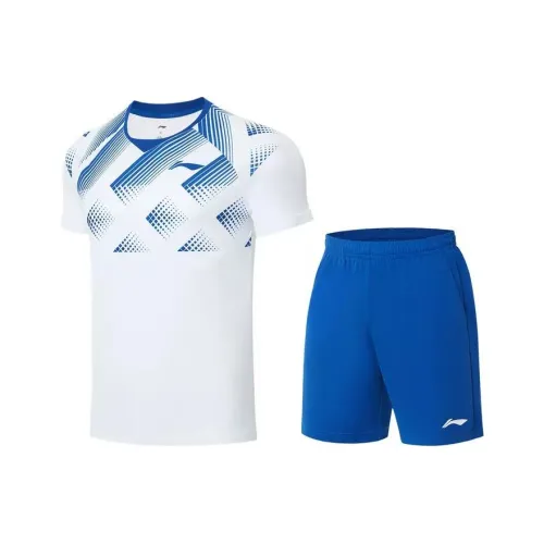 Подкладка Badminton series Бадминтон Джерси Комплект Унисекс Стандартный Белый Темно-синий