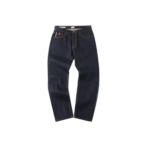 KORAKUBLUE Джинсы Унисекс Сырой Деним Синий