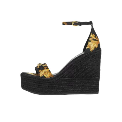 VERSACE Barocco One Ремешок Сандалии 12 см Женские Черные