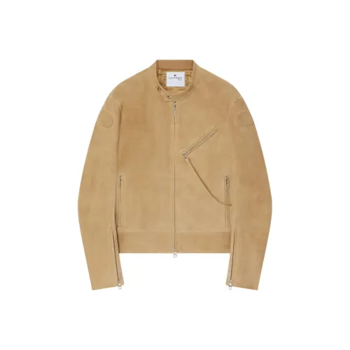 COURREGES SS25 Scuba Suede Байкер Джекет Кожа Куртка Мужская Fawn Deer Color