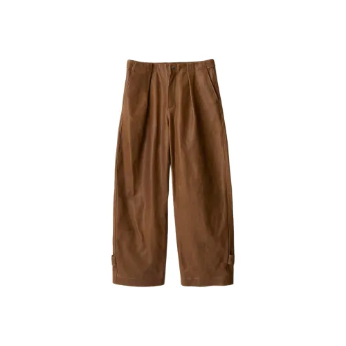 Burberry Кожаные Штаны Мужские Цвет Коричневый Фундуковый