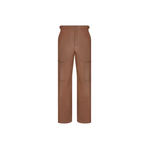 DIOR FW24 Кожаные брюки Мужские Коричневые