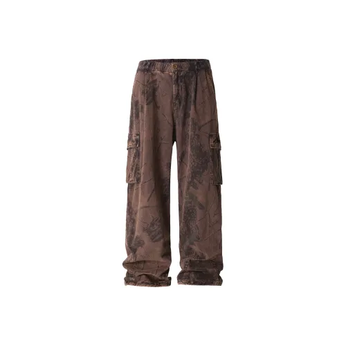 CLOR Повседневные брюки Унисекс Ветка Камуфляж Фиолетовый