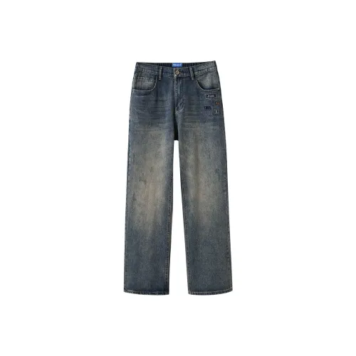 HELEH Джинсы Унисекс Винтаж Синий