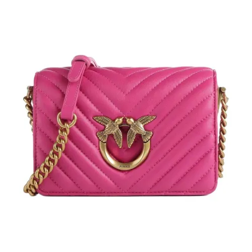 PINKO Click series Овчина с коровьей кожей Сумка через плечо Мини Женская Фуксия