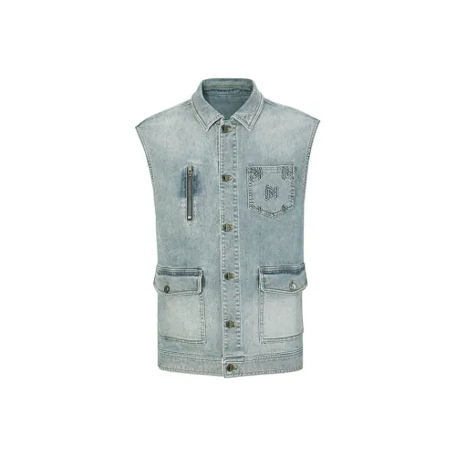 DAVID NAMAN Жилет Мужской Джинсовый Синий