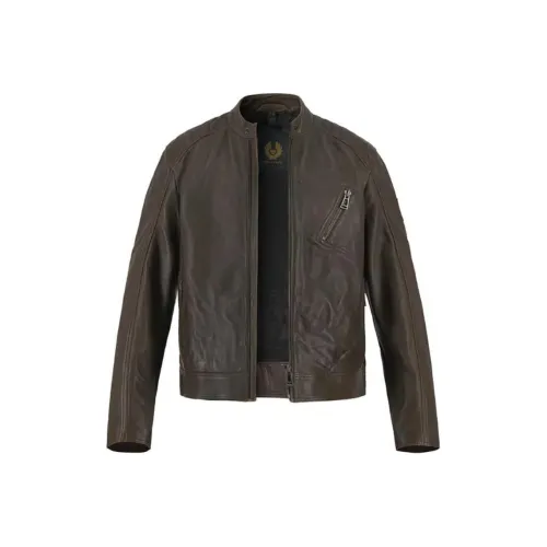 Belstaff Оливковый Мужская Кожаная Куртка