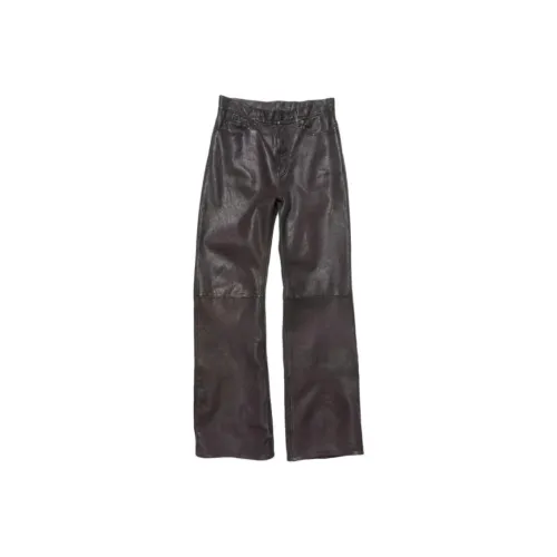 ACNE STUDIOS Серия Runway Show SS25 Кожаные штаны Унисекс Коричневый