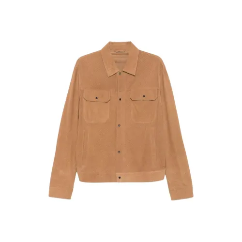 EMPORIO ARMANI SS25 Кожаная куртка мужская цвет коньячный коричневый