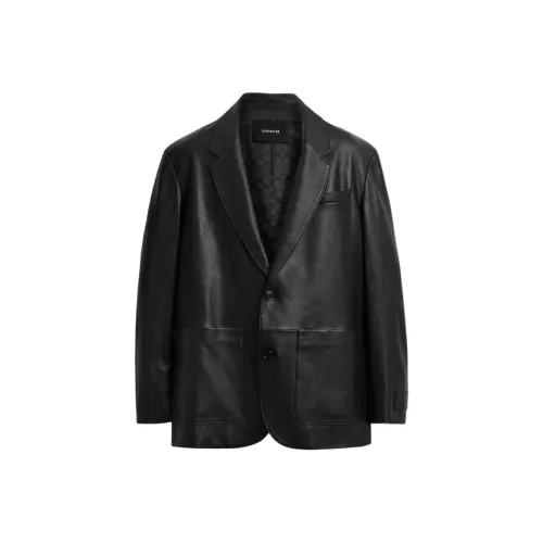 COACH Кожа Куртка Мужская Черная