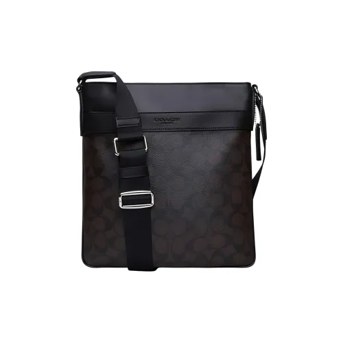 COACH Charles Monogram Canvas Leather Briefcase Shoulder Bag Large Men's Black Brown