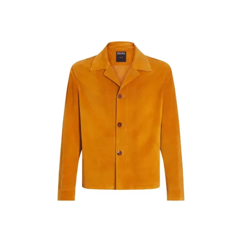Ermenegildo Zegna Мужские кожаные куртки оранжевого цвета