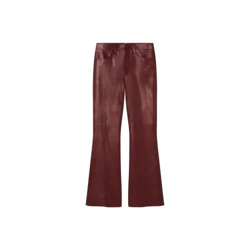 VERSACE Кожаные брюки Мужские Бордовые