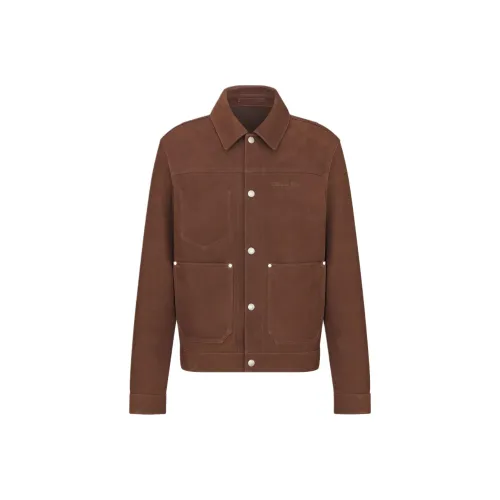 DIOR SS25 Летняя коллекция мужская одежда кожаная куртка мужской коричневый