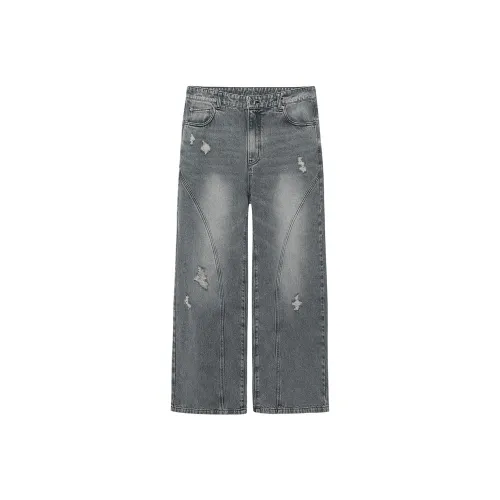 NANS STUDIO Джинсы Мужские Мытые Серые