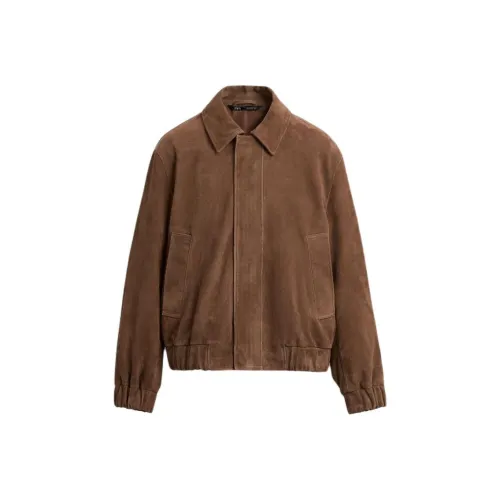 ZARA Кожа Куртка Мужская Кирпично-Красная