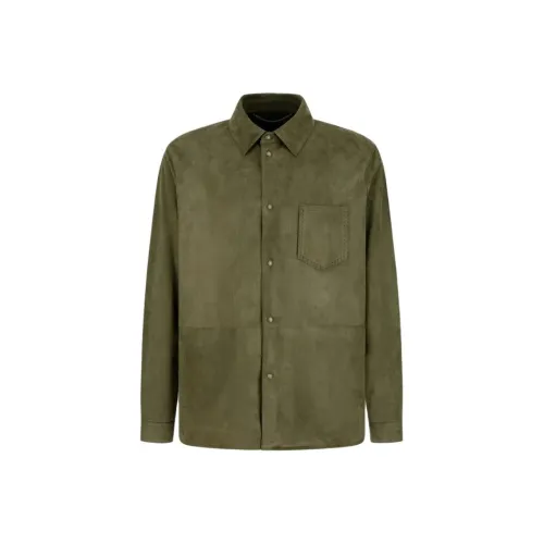 Canali Шалфейный Мужской Кожаные Куртки