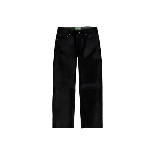 Denim Tears The Great Black Jockeys Series Черные Унисекс Кожаные Брюки