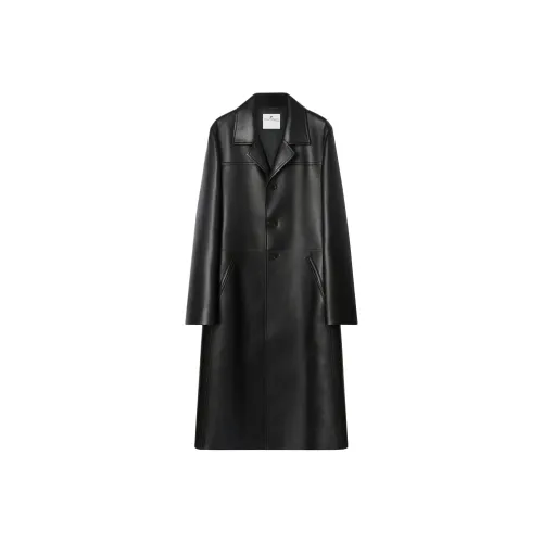 COURREGES SS25 Кожа Пальто Кожа Куртка Мужской Черный Черный