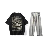 Комплект одежды (Черная футболка + Светло-синие джинсы)