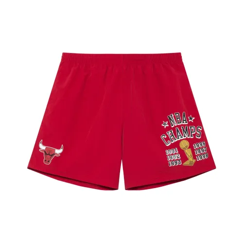 Mitchell Ness Red Men's Casual Shorts Mitchell Ness Красные Мужские Повседневные Шорты