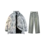 Комплект одежды (Темно-синий топ + Желтые грязные штаны)