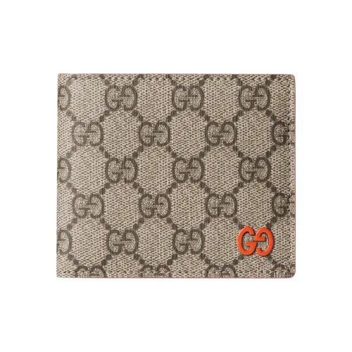 GUCCI GG Supreme Холст Кошелек Мужской Бежевый и Темно-коричневый