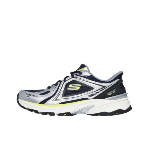 Skechers Silver Wing Shoes Легкий Низкий Топ Беговые кроссовки Мужские Серебряные