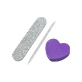 Лазерный Серебряный и Белый набор из 3 (Кисточка из наждачной бумаги + Кристальная палочка + Губка в форме сердца)